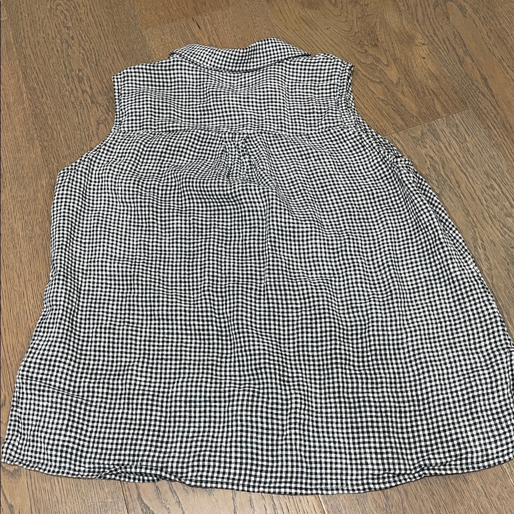 Eileen Fisher Black & White Gingham Sleeveless Top - Picture 2 of 3
